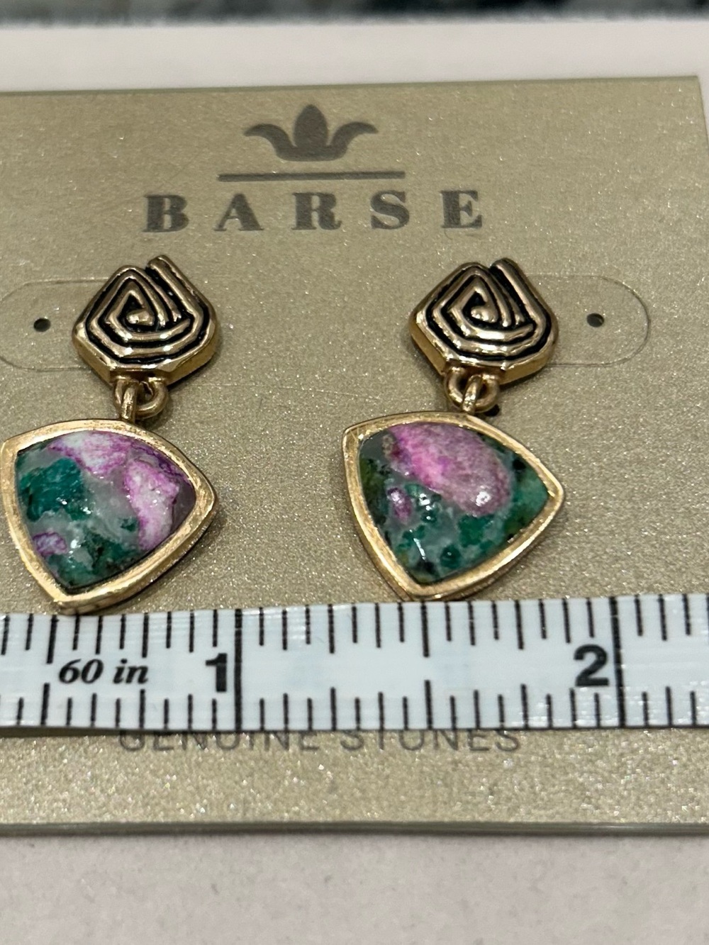 Studio Barse Gold-Tone Earrings with Pink and Turquoise Agate